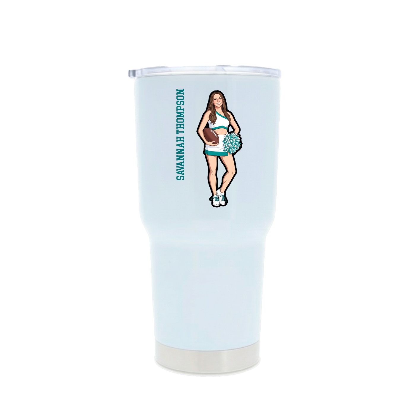 30oz Stainless Steel Tumbler — Name Vertical in White