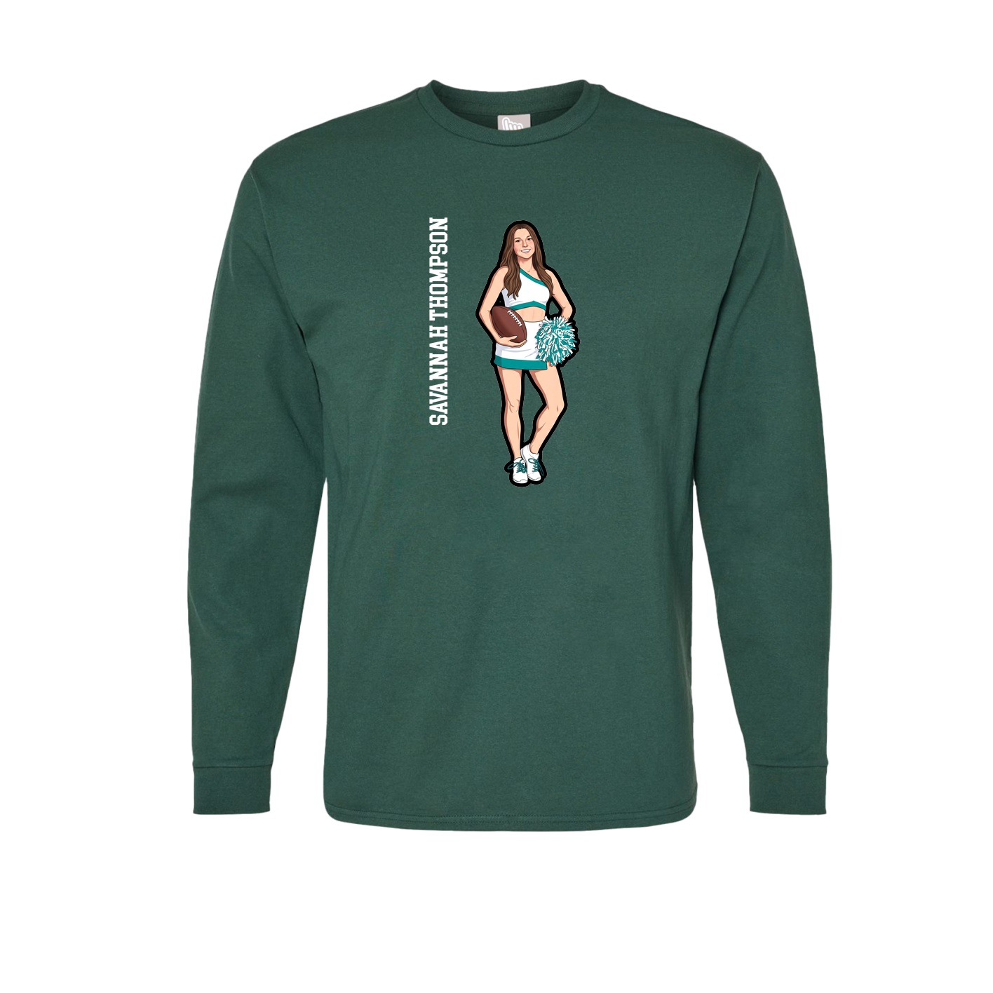 Long Sleeve Tee — Name Vertical in Green