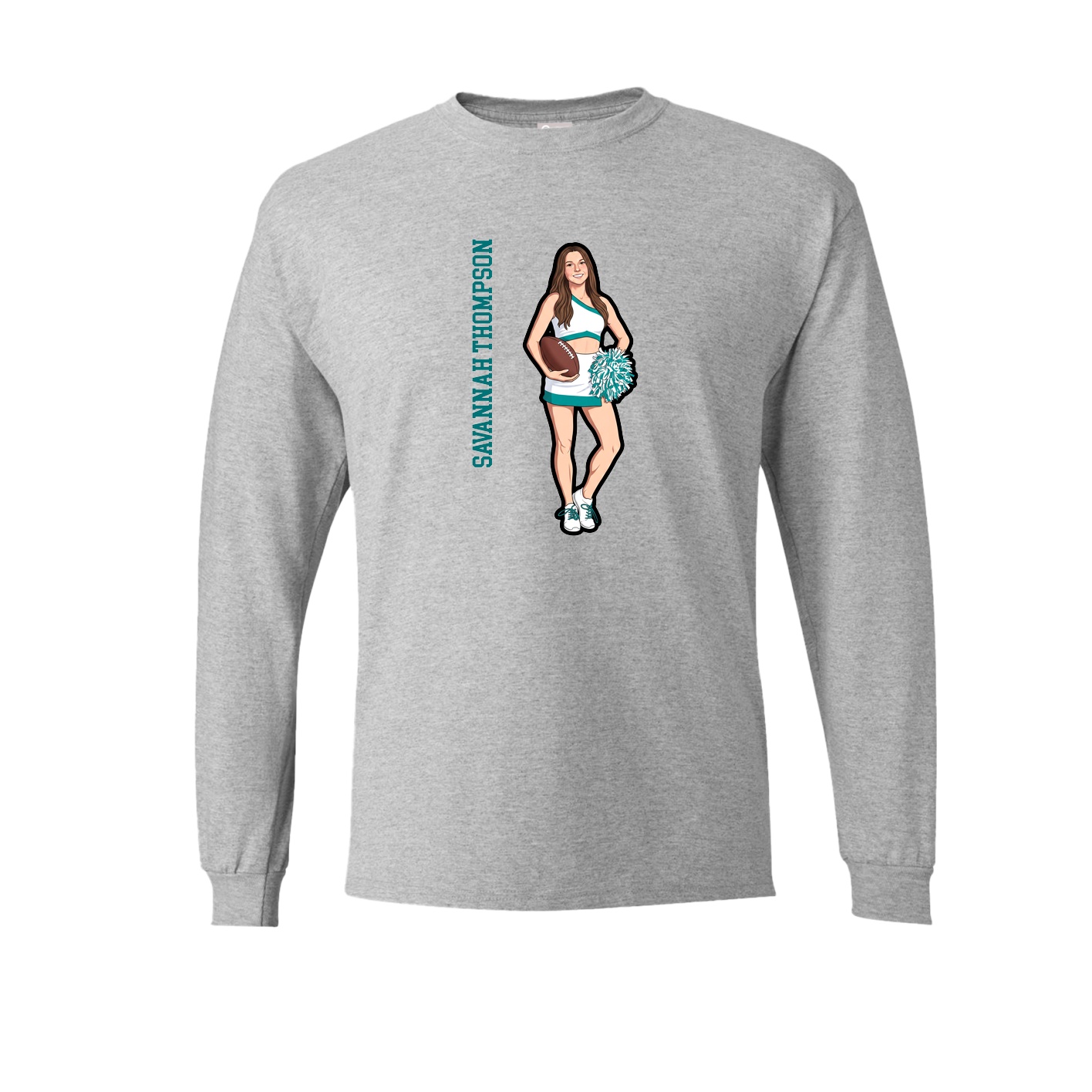 Long Sleeve Tee — Name Vertical in Grey