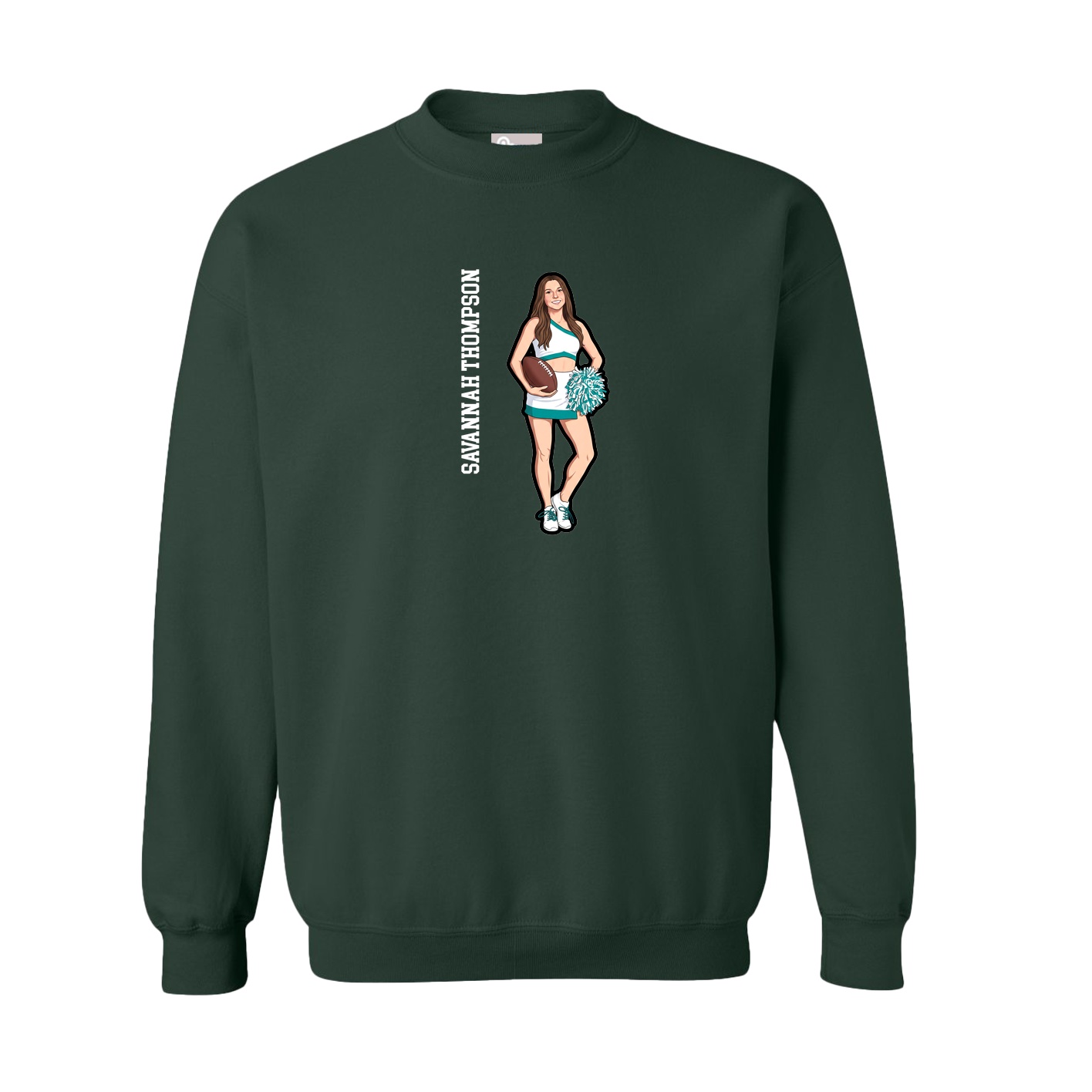 Fleece Crew — Name Vertical in Green