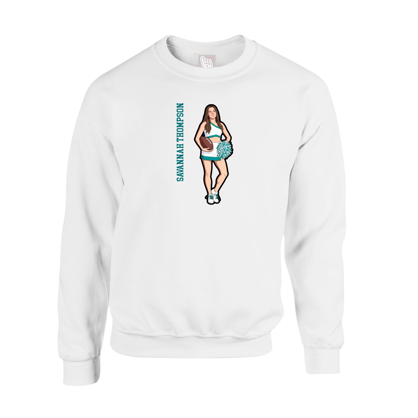 Fleece Crew — Name Vertical in White