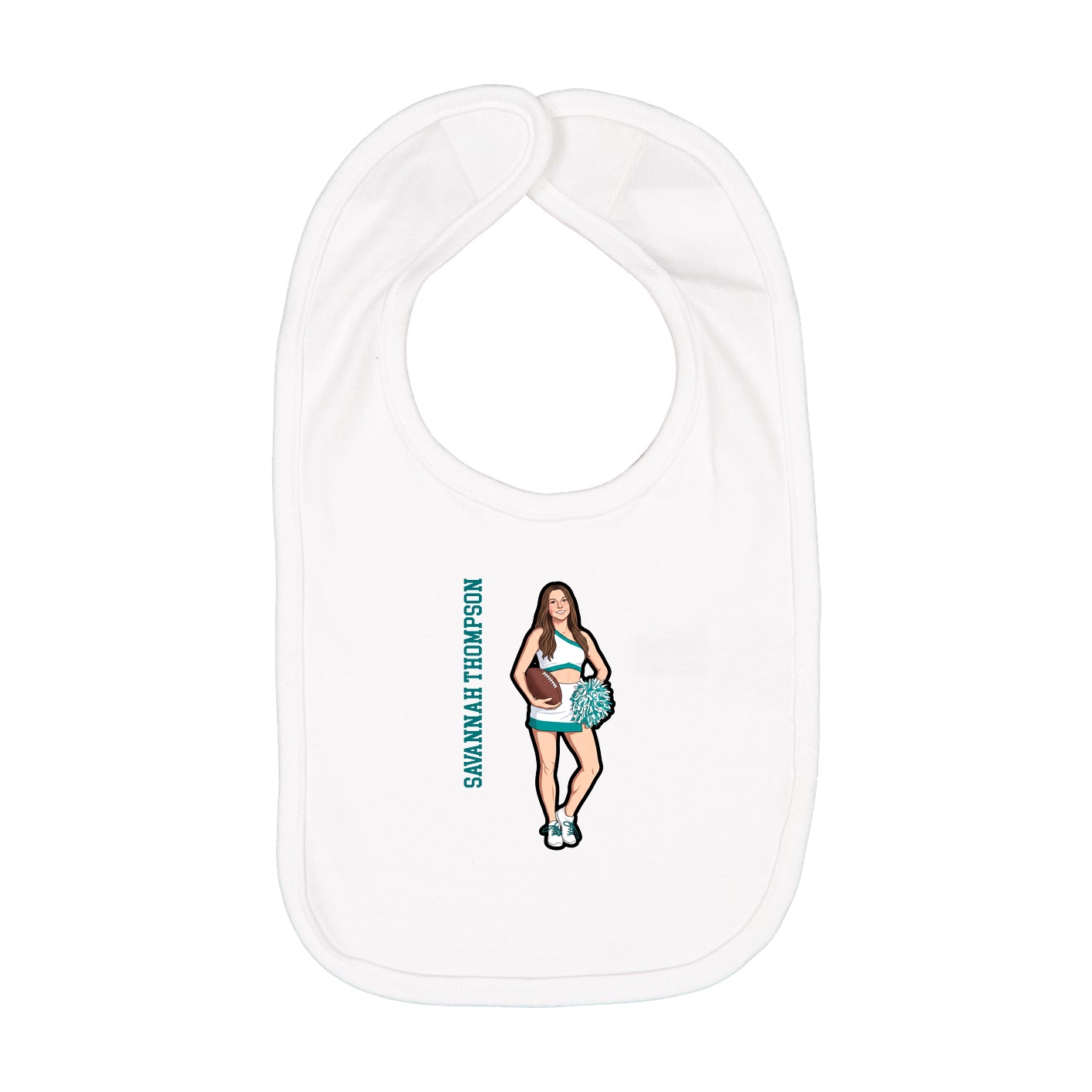 Infant Bib — Name Vertical in White