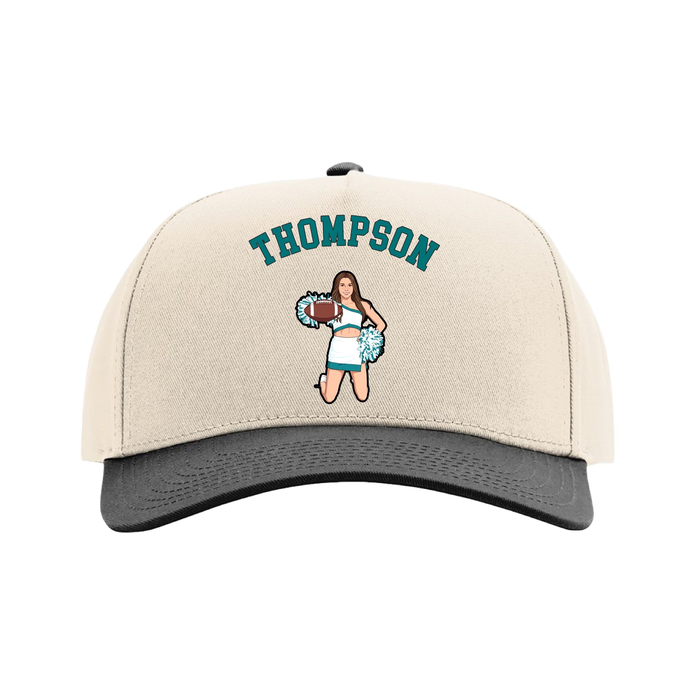 Full Fabric Five-Panel Champ Cap — Shirsey Arch in Cream/Black