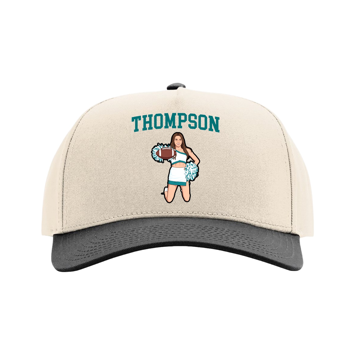 Full Fabric Five-Panel Champ Cap — Shirsey in Cream/Black