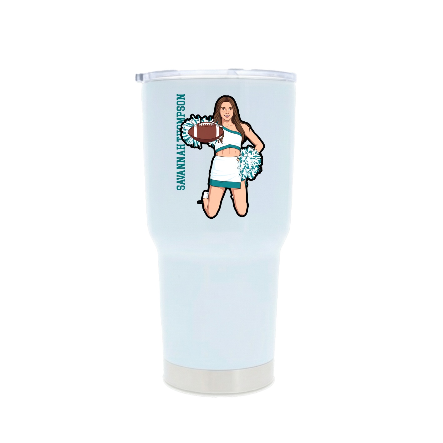30oz Stainless Steel Tumbler — Name Vertical in White