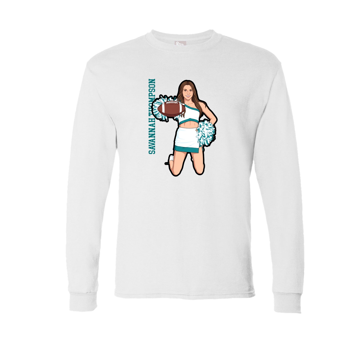 Long Sleeve Tee — Name Vertical in White