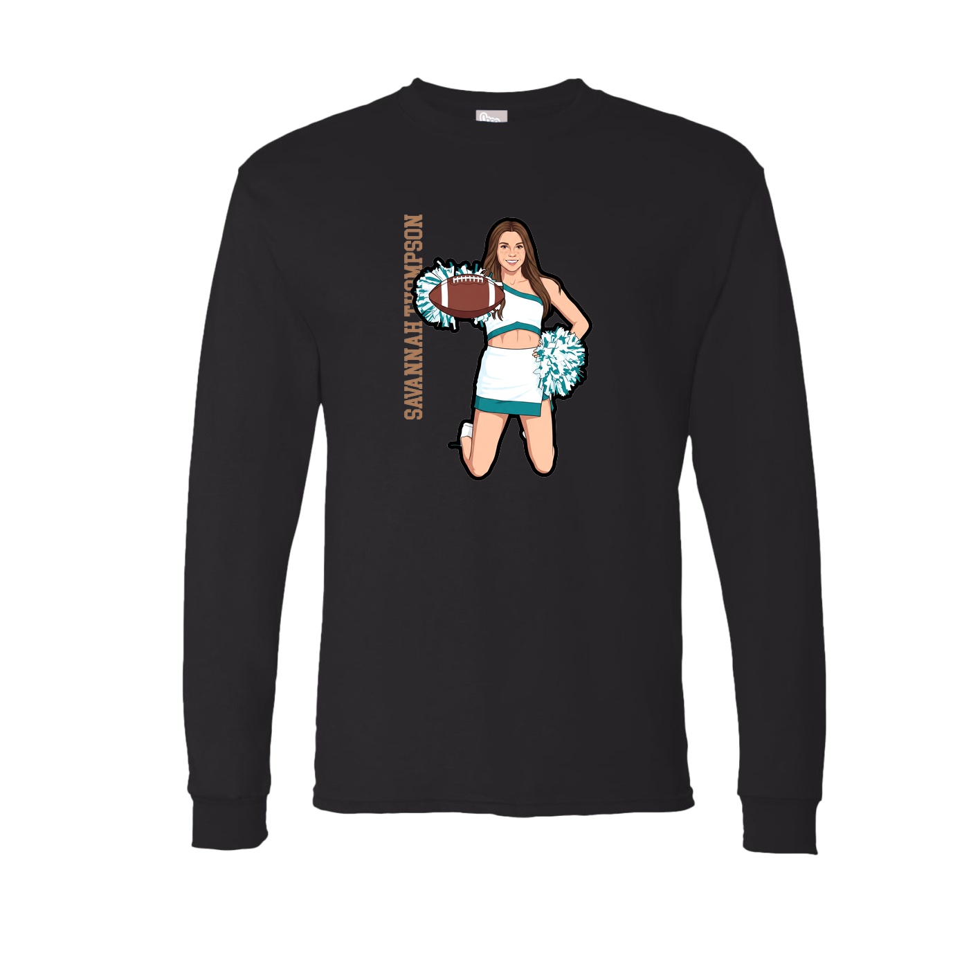 Long Sleeve Tee — Name Vertical in Black