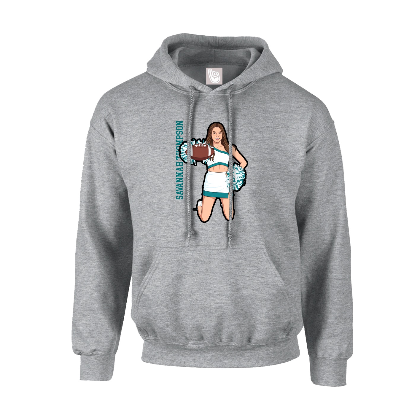 Hoodie — Name Vertical in Grey