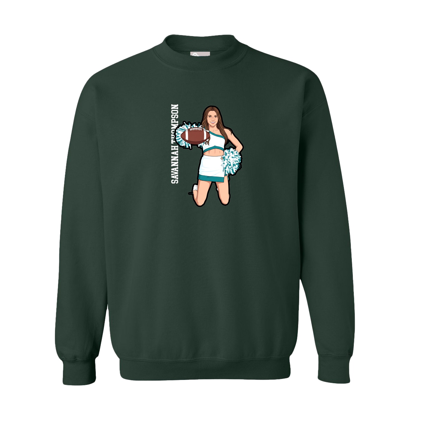 Fleece Crew — Name Vertical in Green