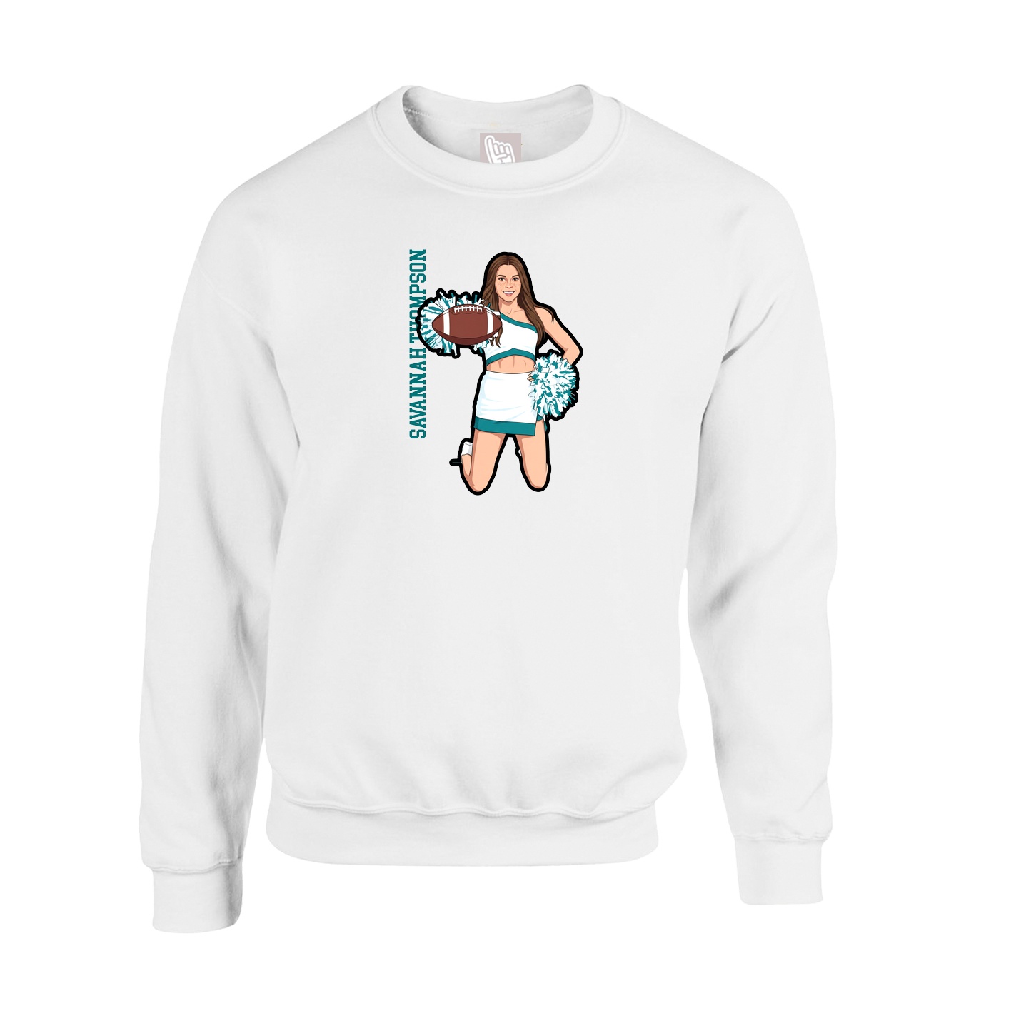 Fleece Crew — Name Vertical in White