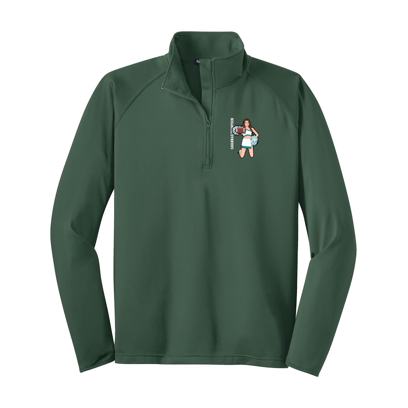 Q-Zip Pullover — Name Vertical in Green