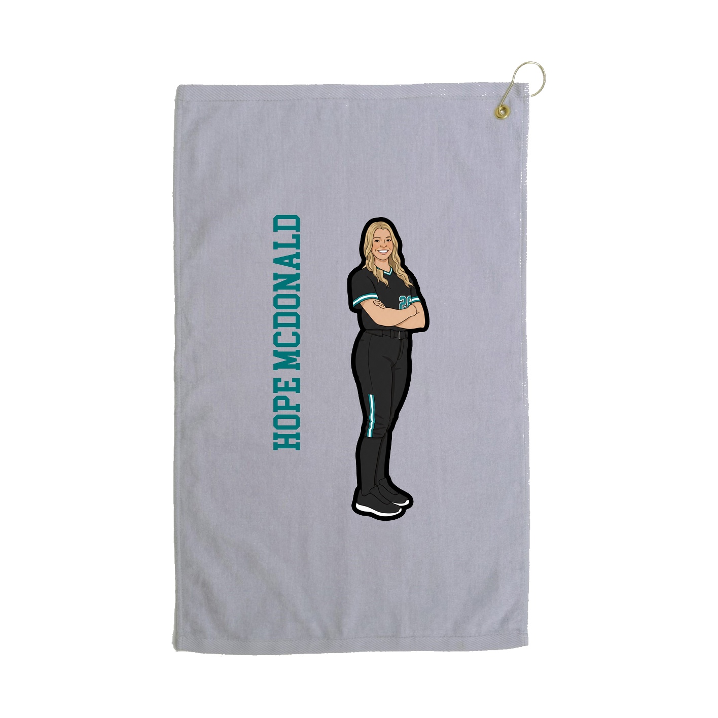 Golf Towel — Name Vertical in Grey