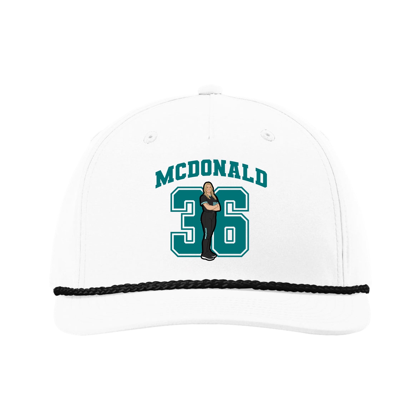Five-Panel Classic Rope Cap — Number in White