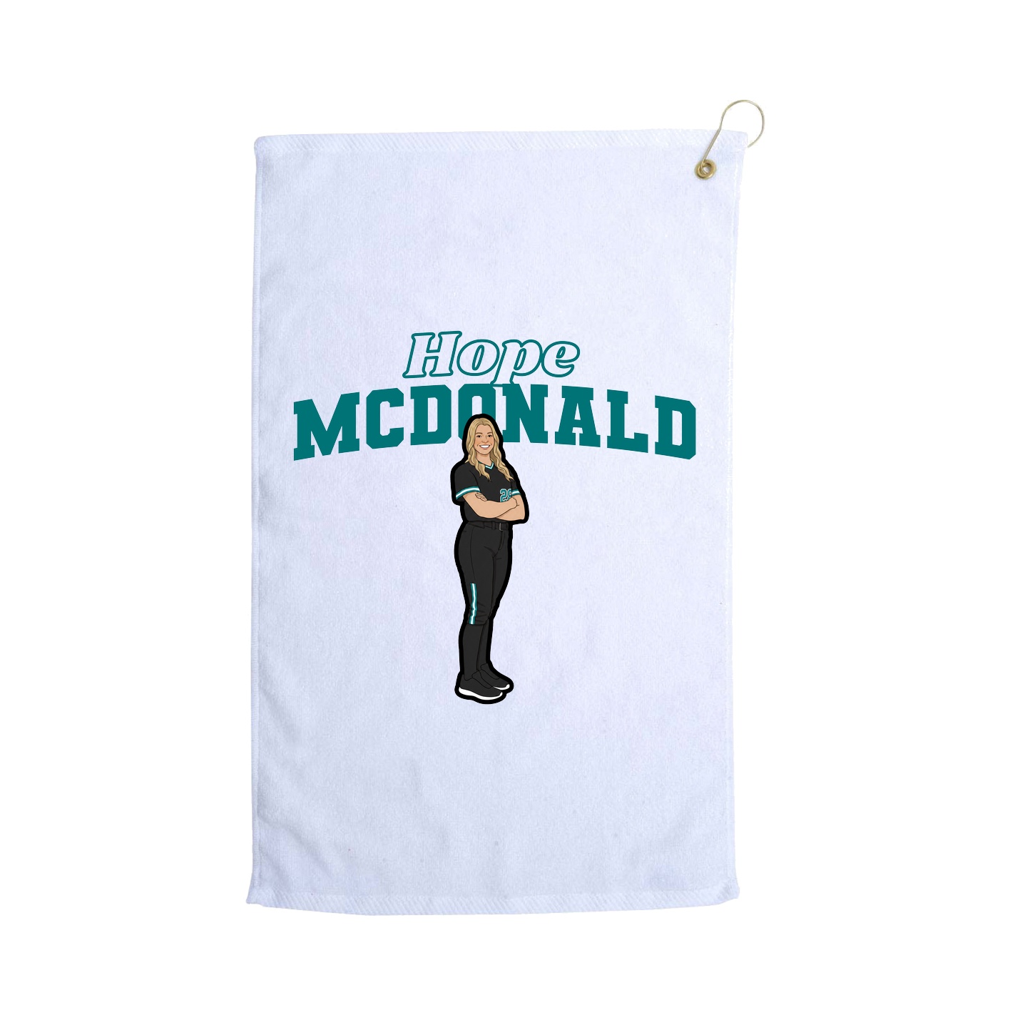 Golf Towel — Name Arch in White