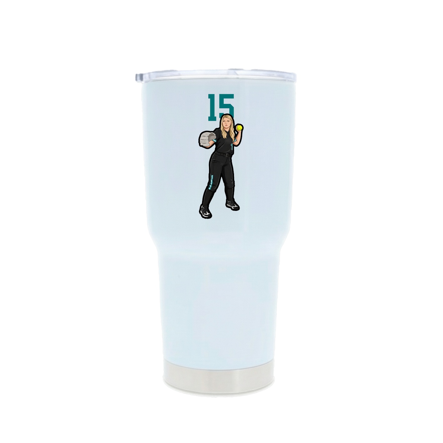 30oz Stainless Steel Tumbler — Number Top in White