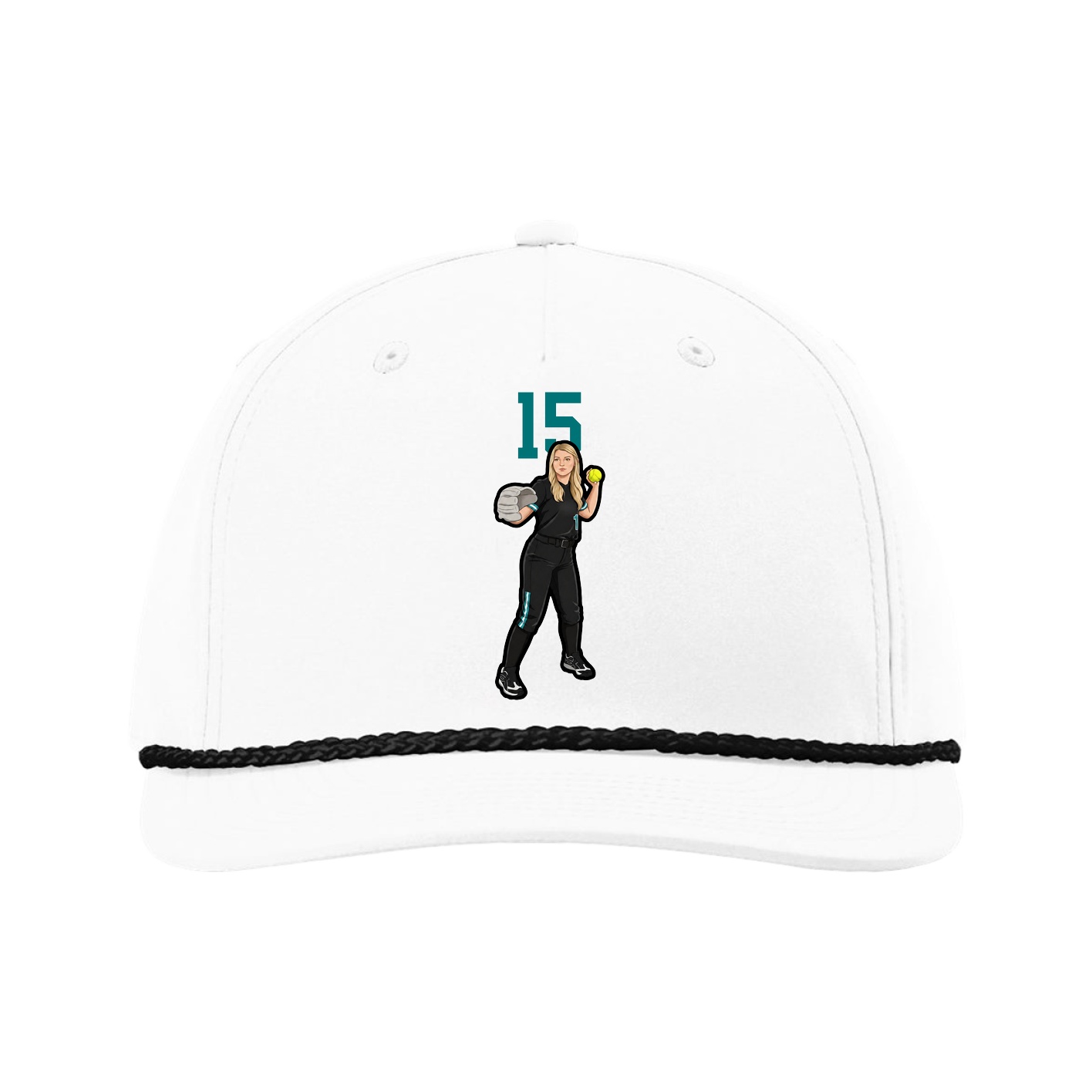 Five-Panel Classic Rope Cap — Number Top in White