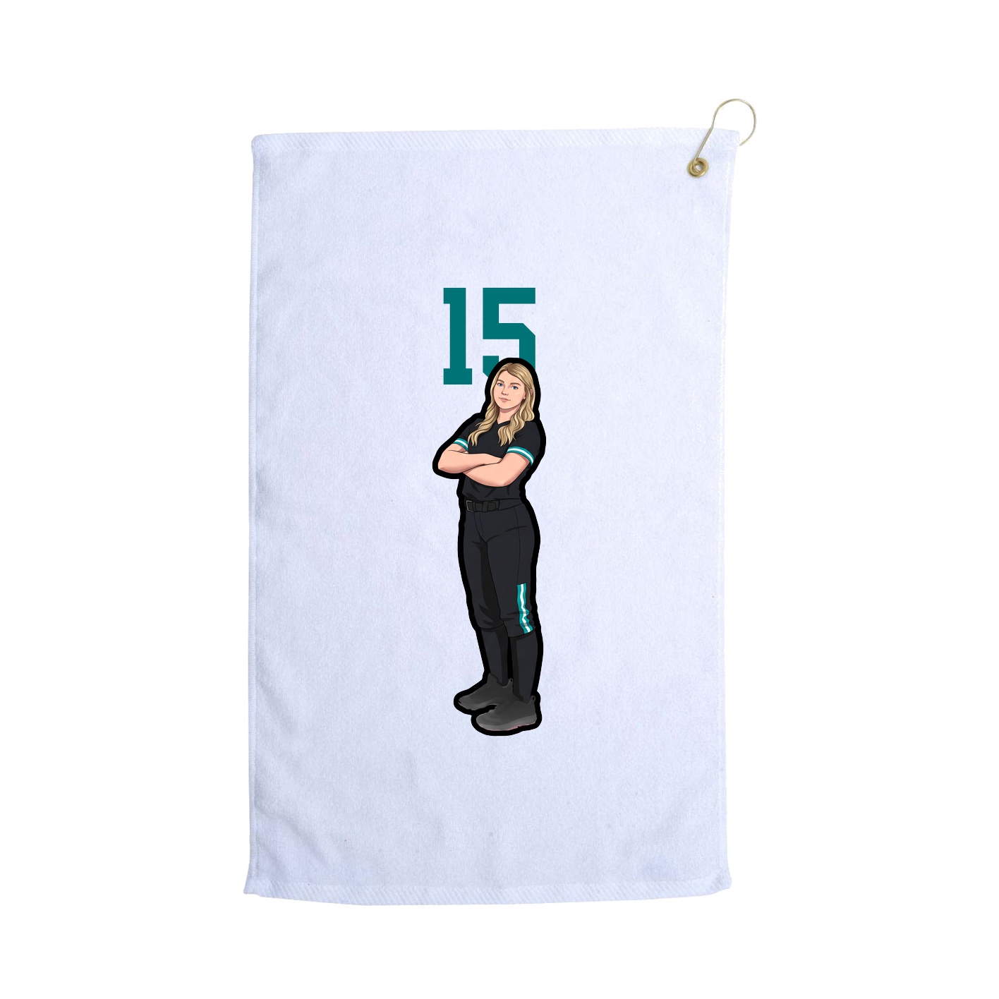 Golf Towel — Number Top in White