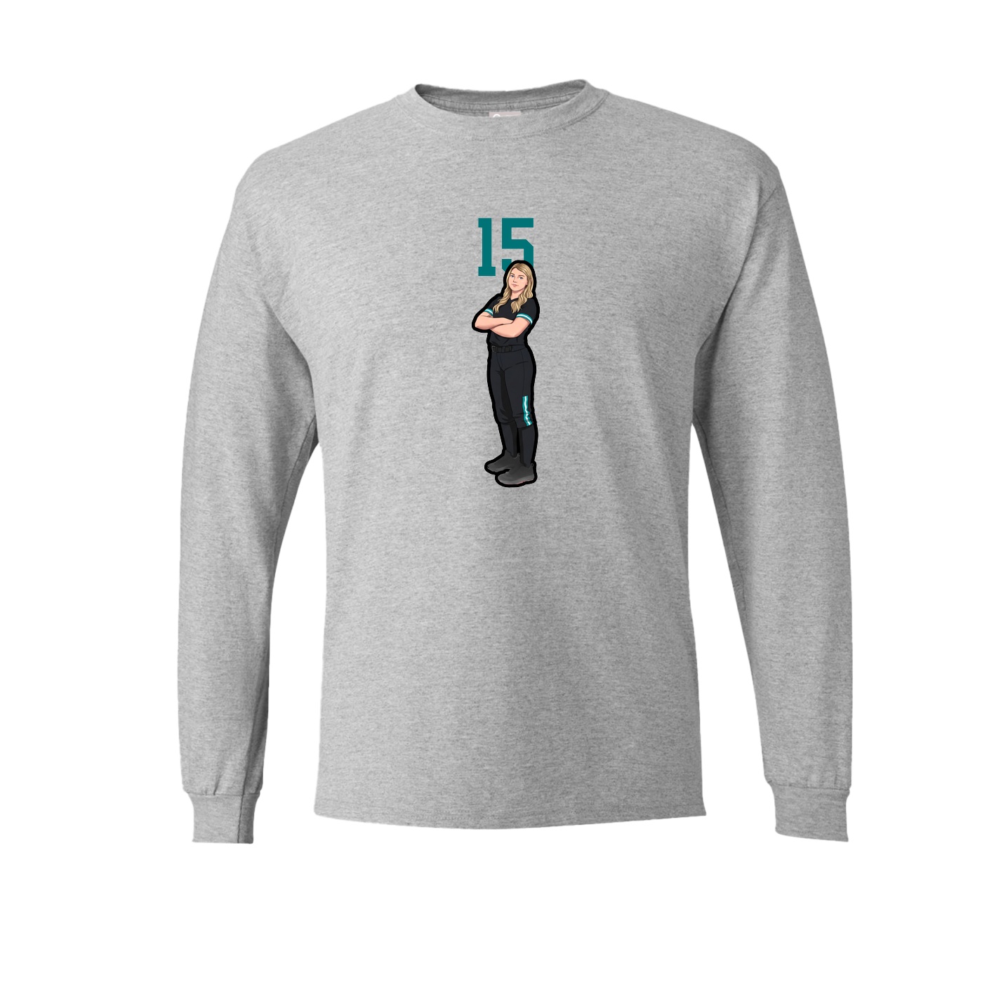 Long Sleeve Tee — Number Top in Grey
