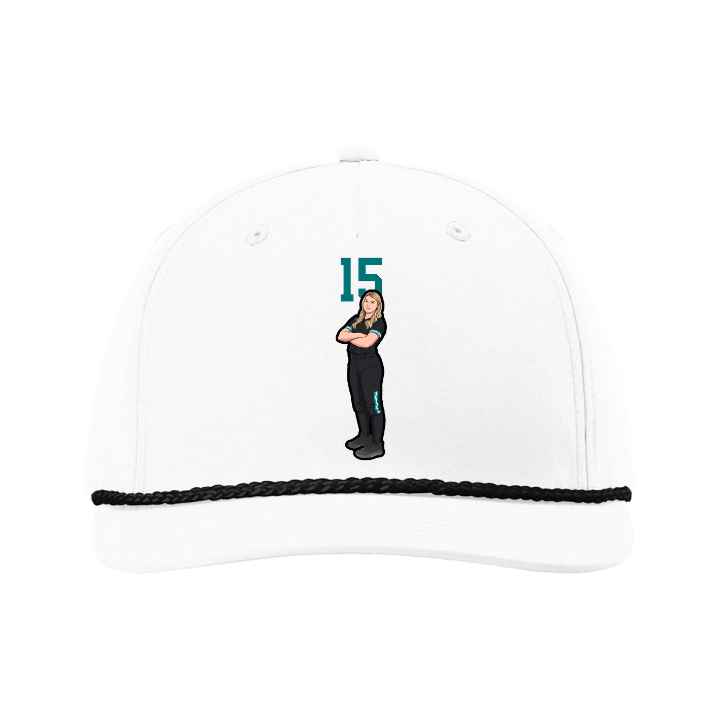 Five-Panel Classic Rope Cap — Number Top in White