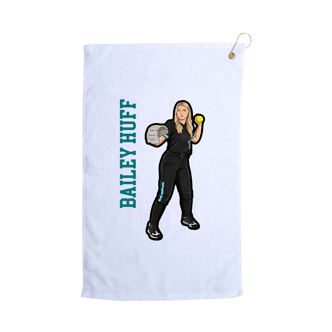 Golf Towel — Name Vertical in White
