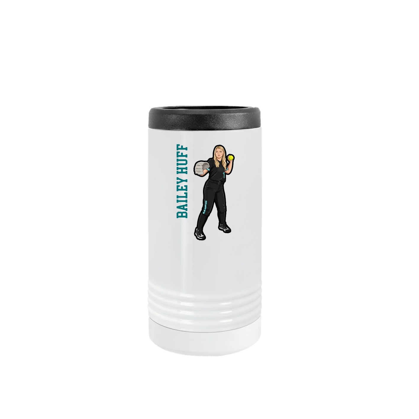 Slim Beverage Holder — Name Vertical in White