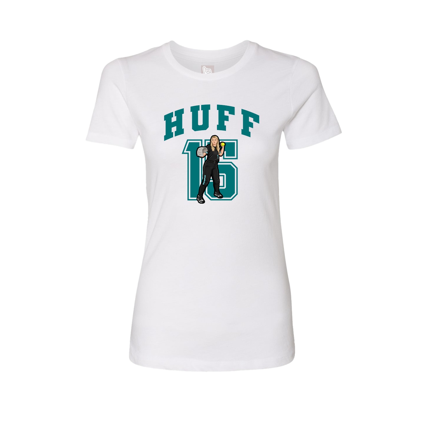 Fitted Women's Tee — Number in White