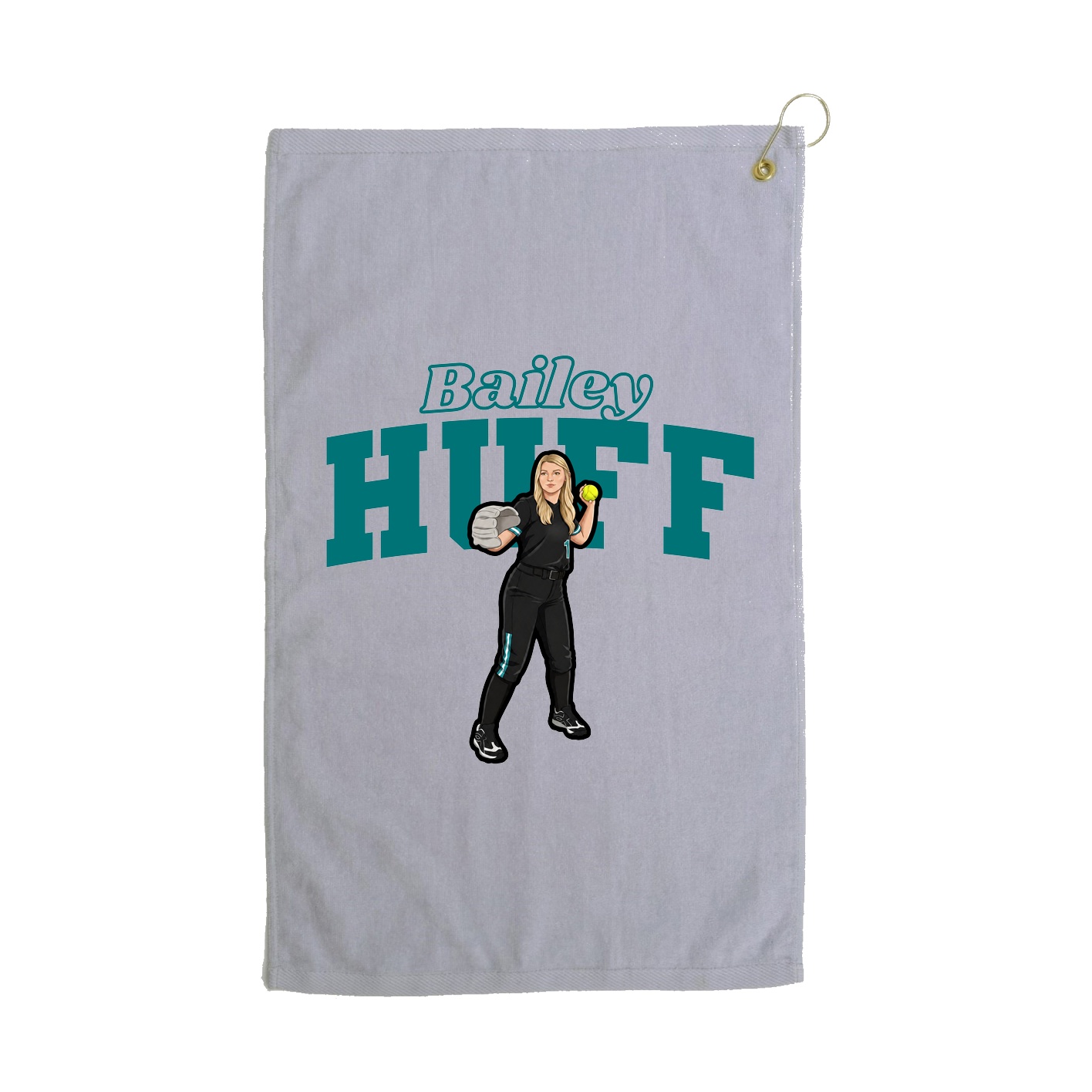 Golf Towel — Name Arch in Grey