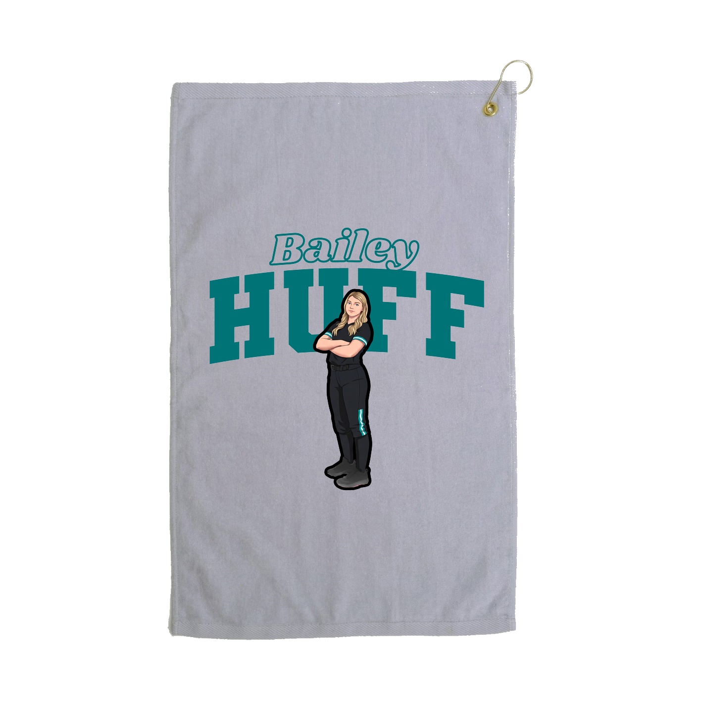 Golf Towel — Name Arch in Grey