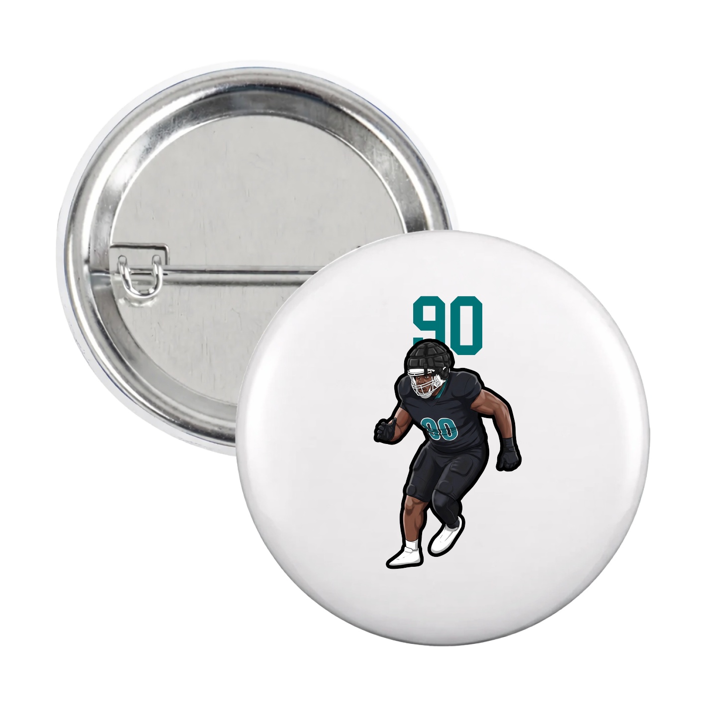 Game Day Button — Number Top in White
