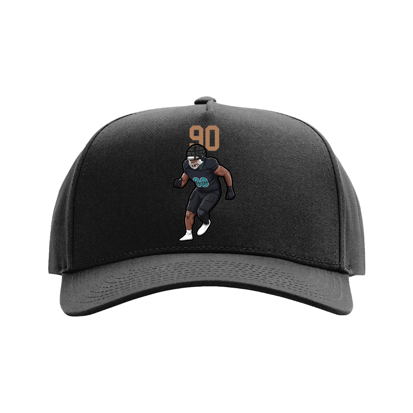 Full Fabric Five-Panel Champ Cap — Number Top in Black