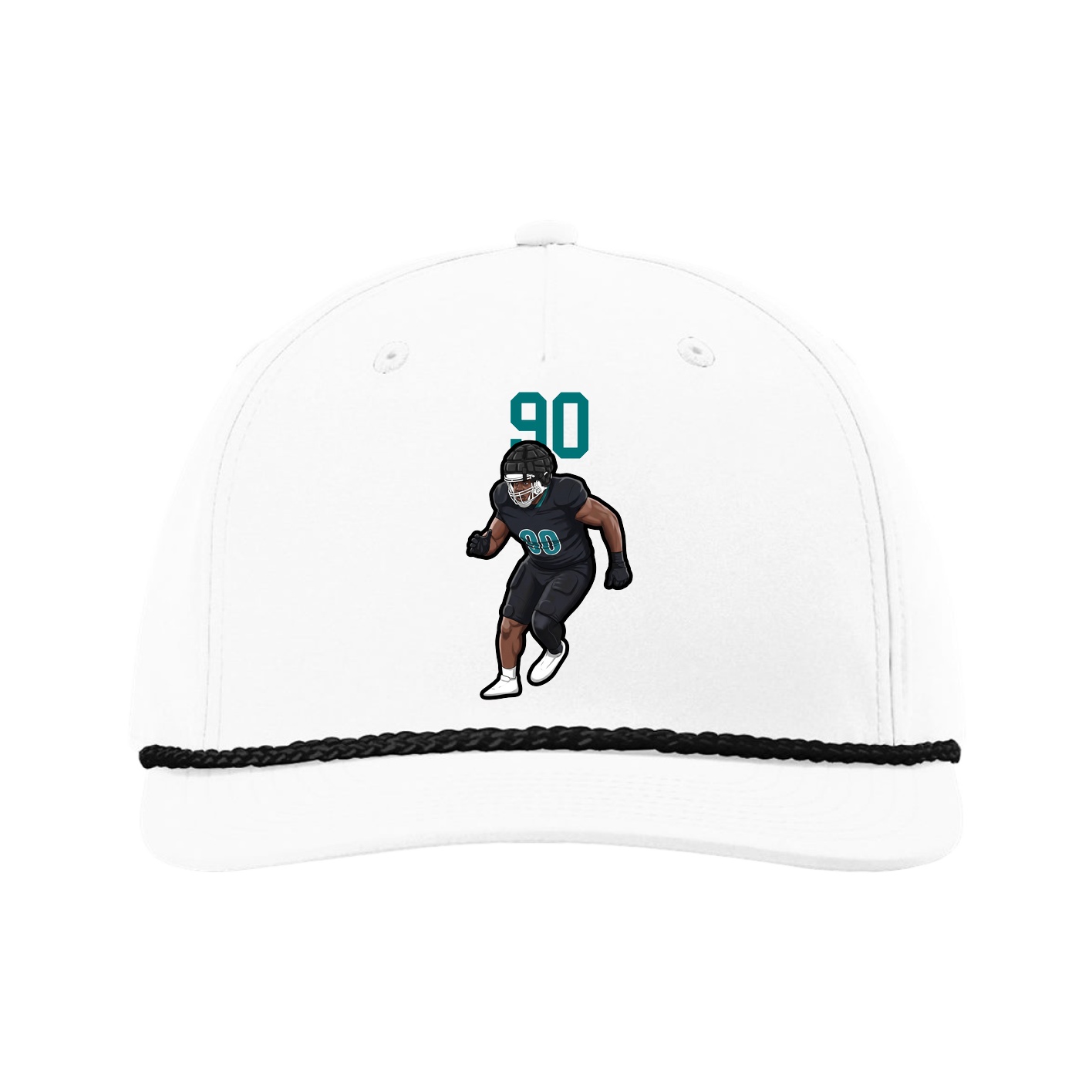 Five-Panel Classic Rope Cap — Number Top in White