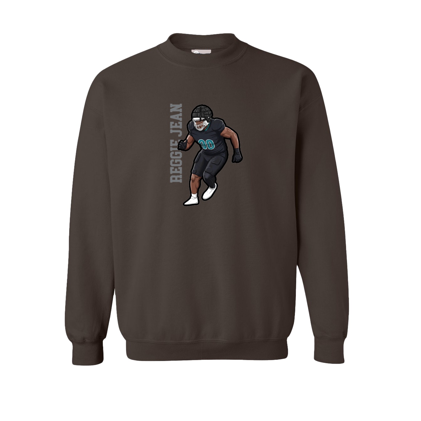 Fleece Crew — Name Vertical in Brown
