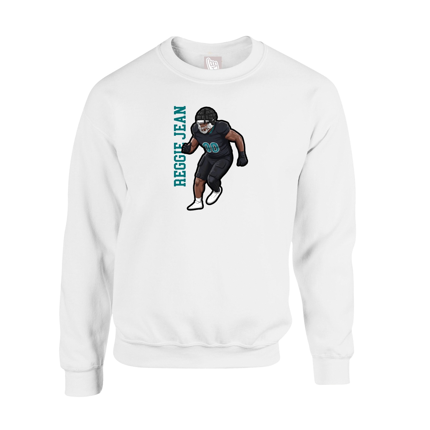 Fleece Crew — Name Vertical in White