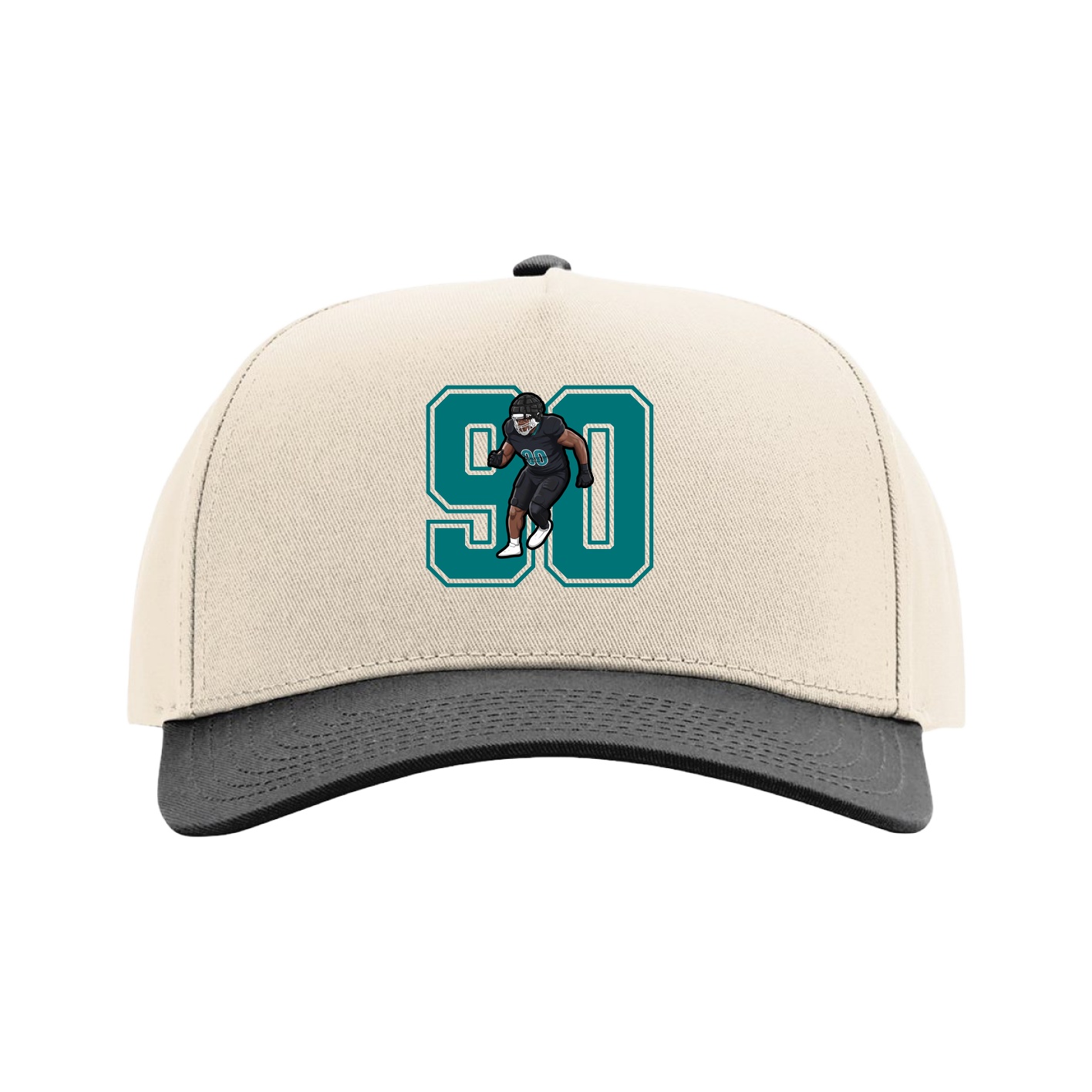 Full Fabric Five-Panel Champ Cap — Number in Cream/Black