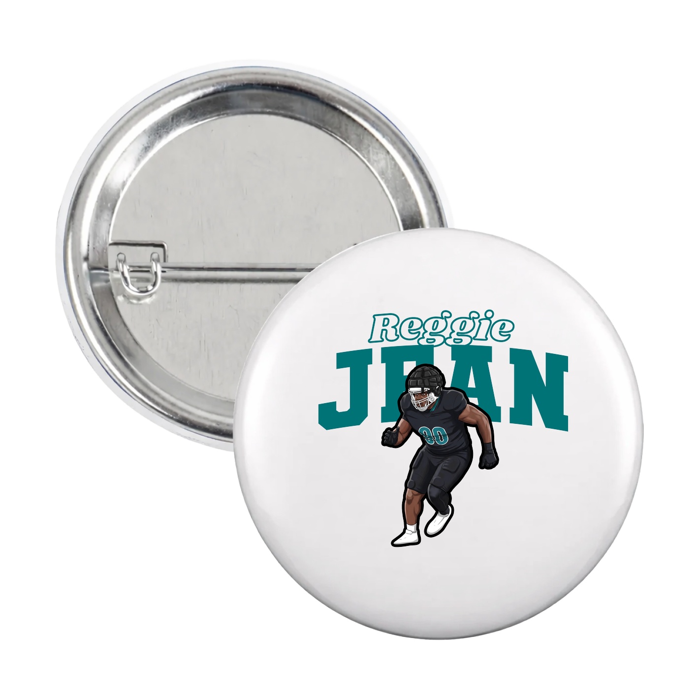 Game Day Button — Name Arch in White