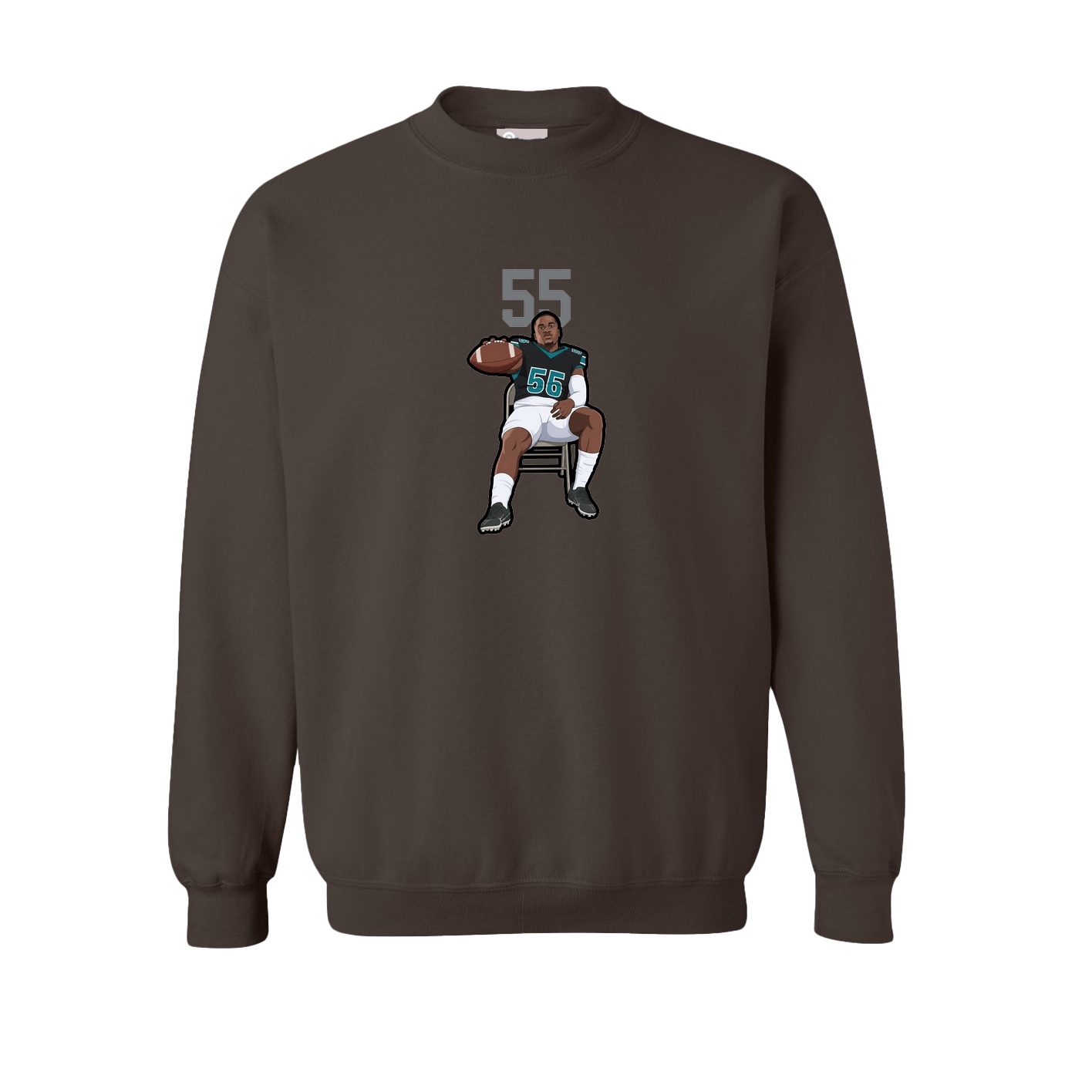 Fleece Crew — Number Top in Brown