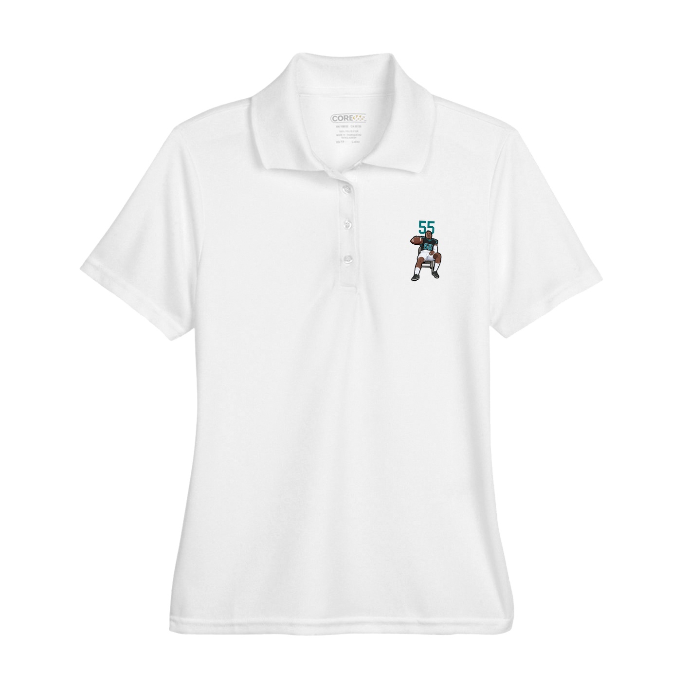 Womens Performance Polo — Number Top in White