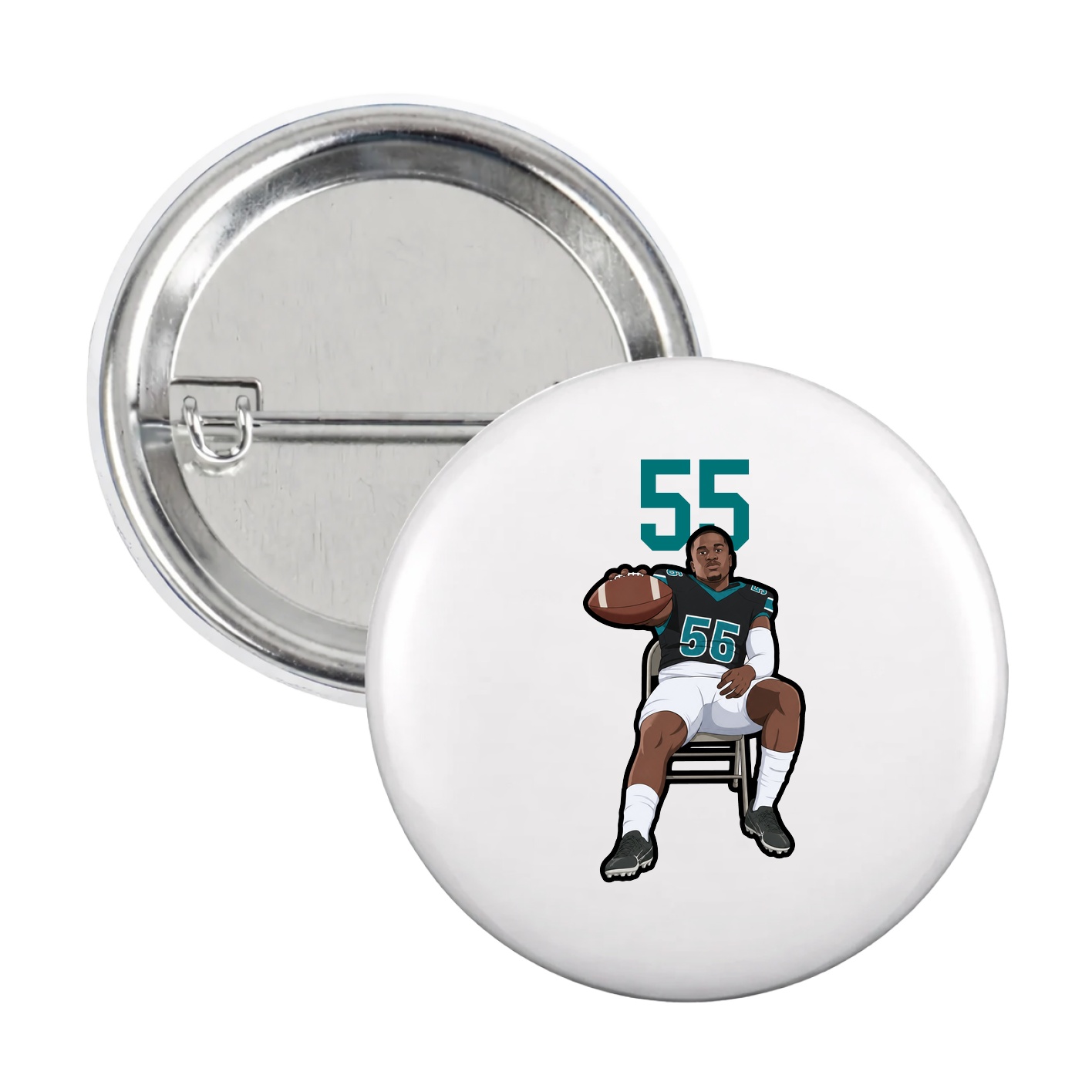 Game Day Button — Number Top in White