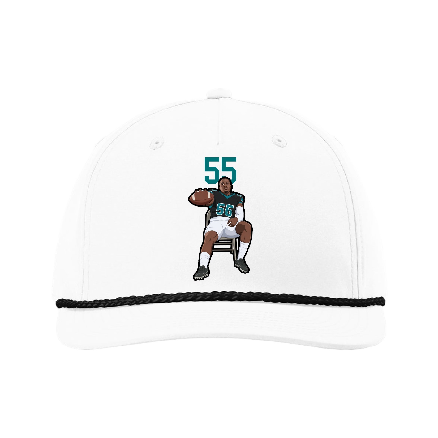 Five-Panel Classic Rope Cap — Number Top in White