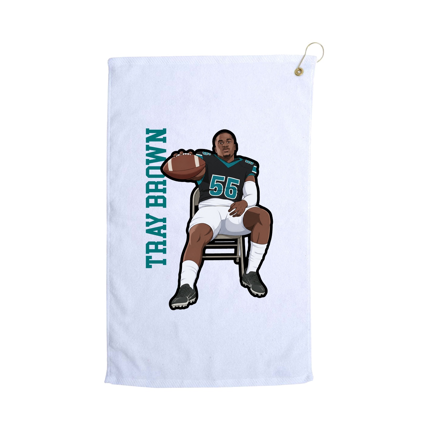 Golf Towel — Name Vertical in White