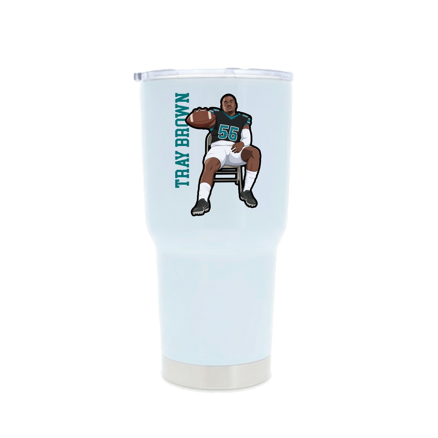 30oz Stainless Steel Tumbler — Name Vertical in White