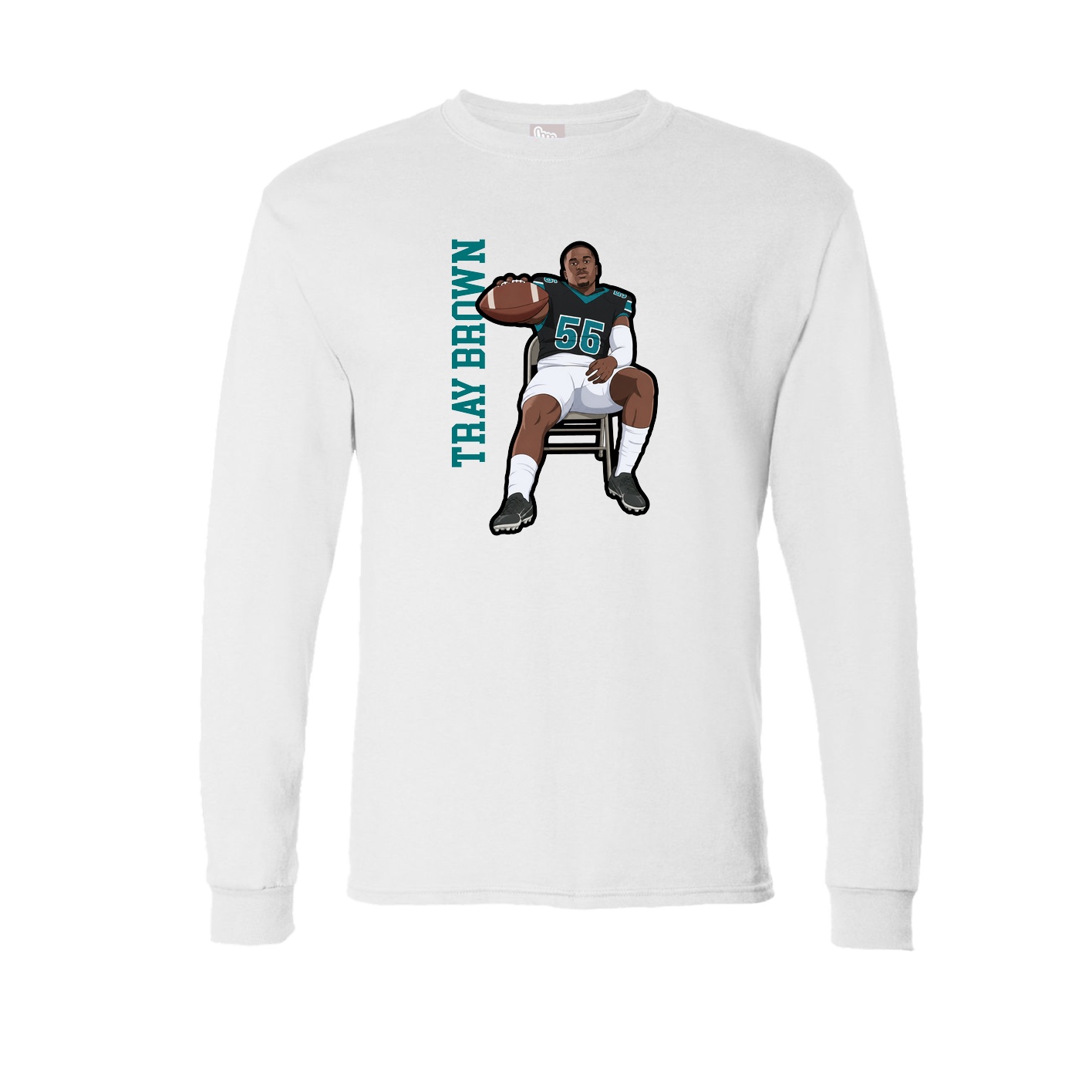 Long Sleeve Tee — Name Vertical in White