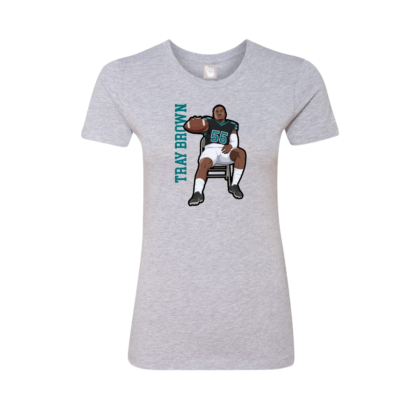 Fitted Women's Tee — Name Vertical in Grey