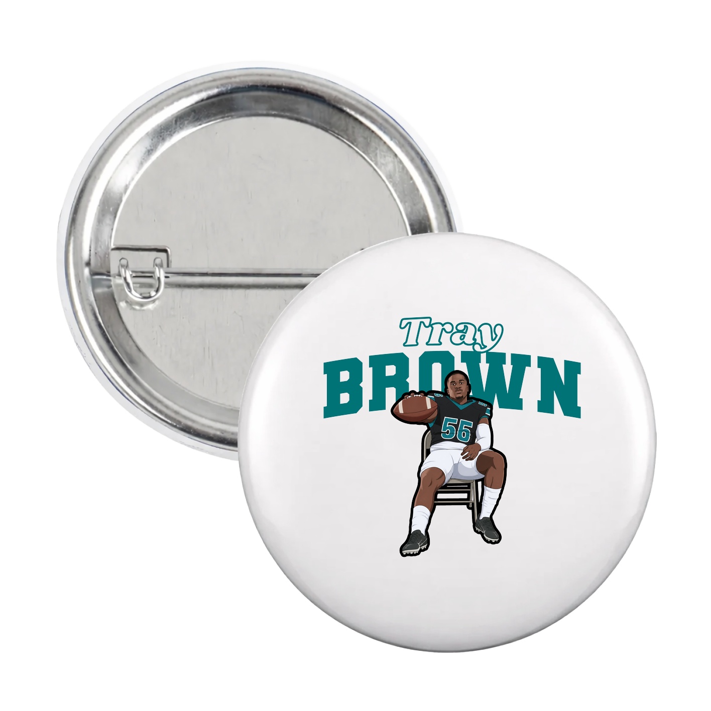Game Day Button — Name Arch in White