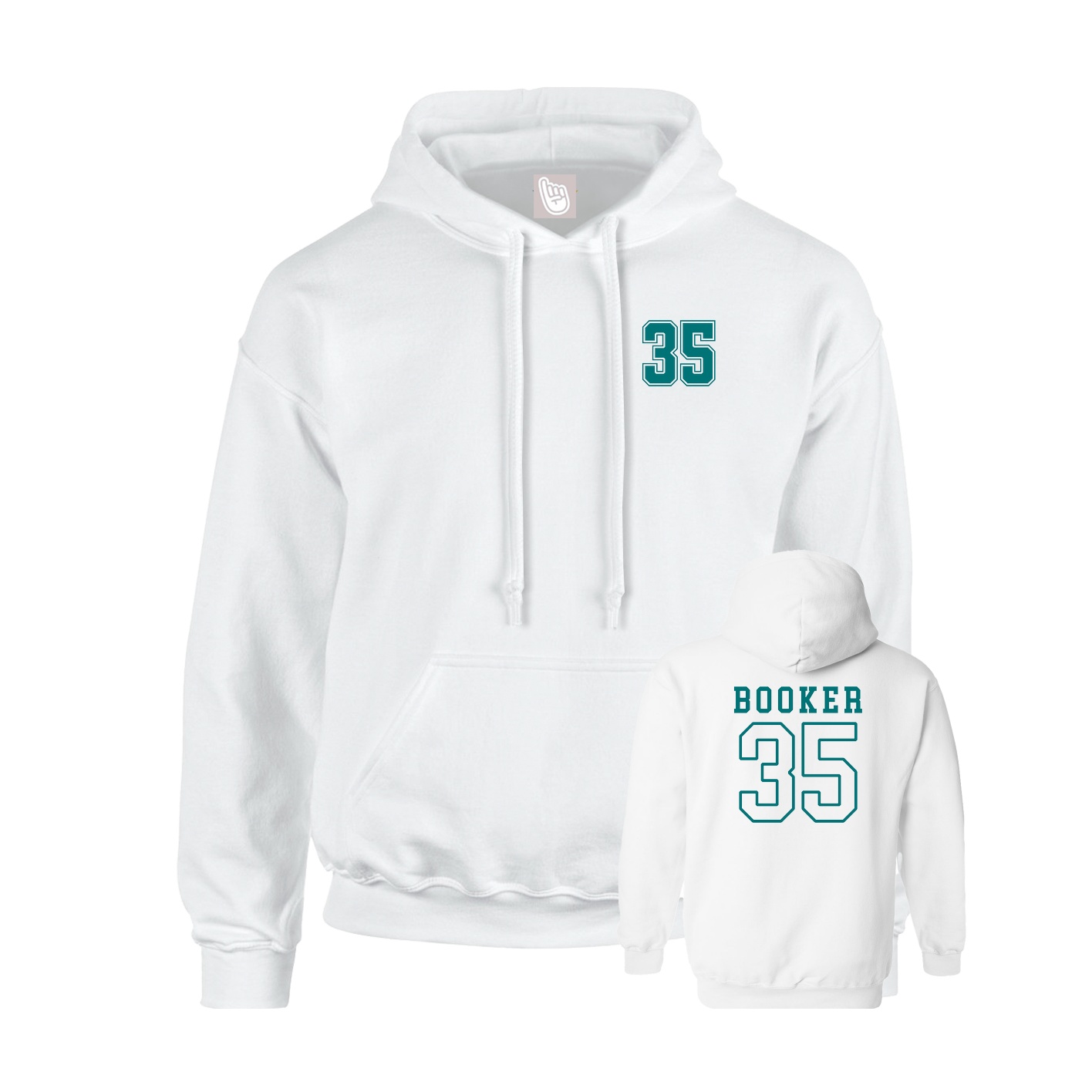 Youth Hoodie — Chest Back in White
