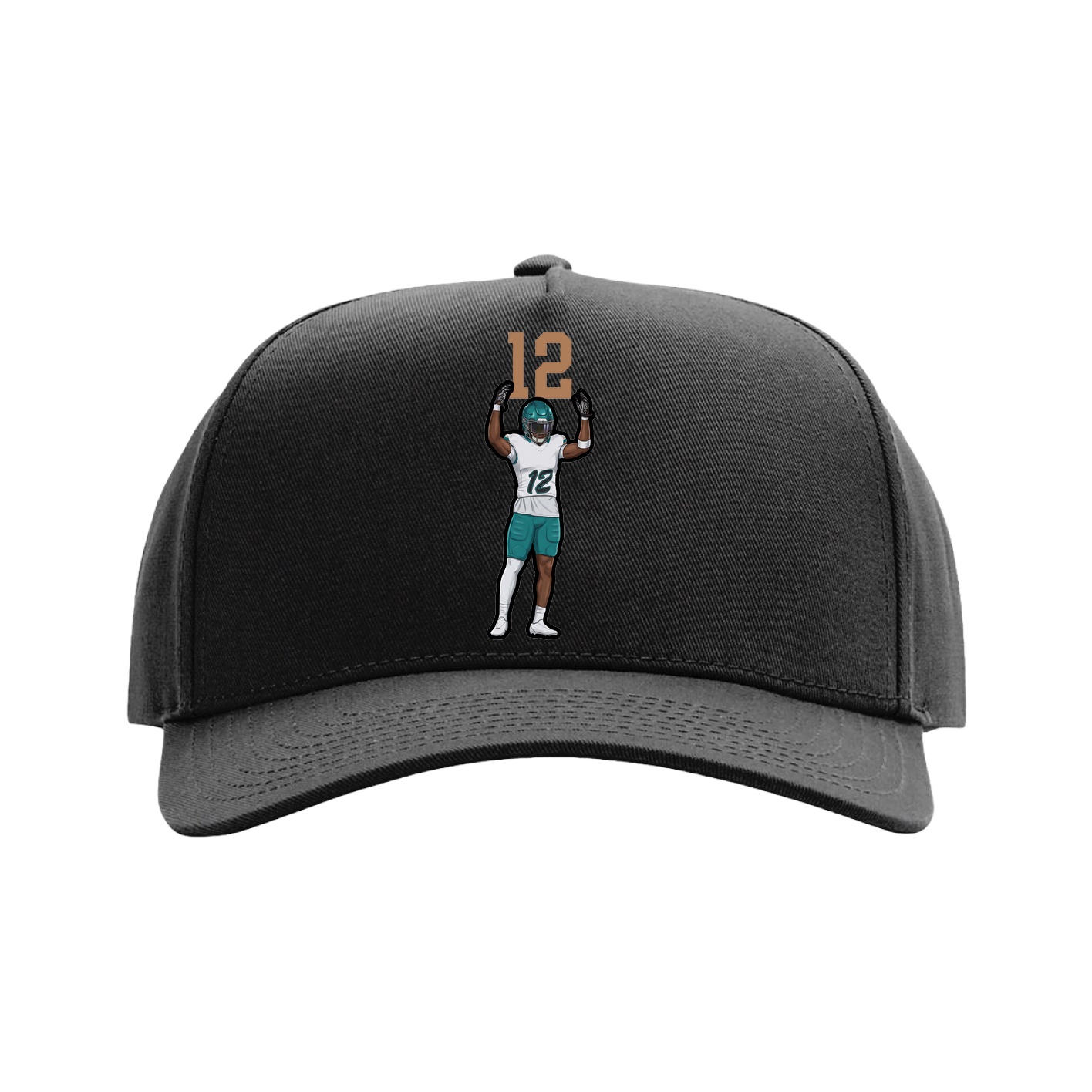 Full Fabric Five-Panel Champ Cap — Number Top in Black