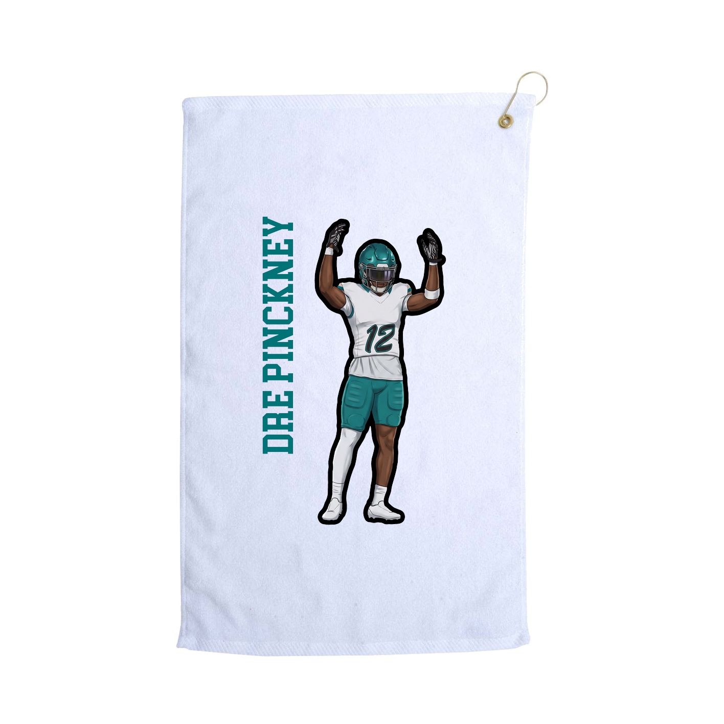 Golf Towel — Name Vertical in White