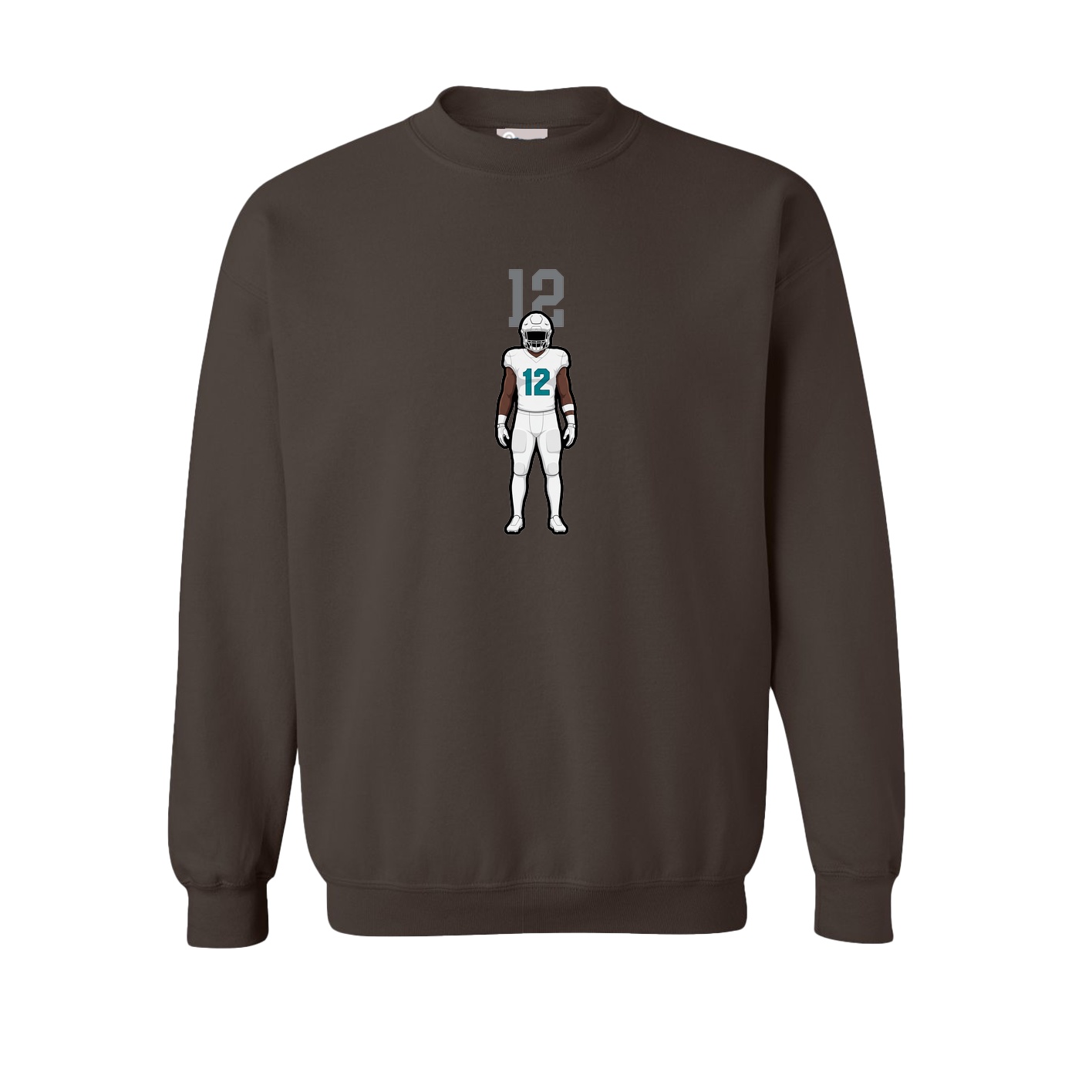 Fleece Crew — Number Top in Brown