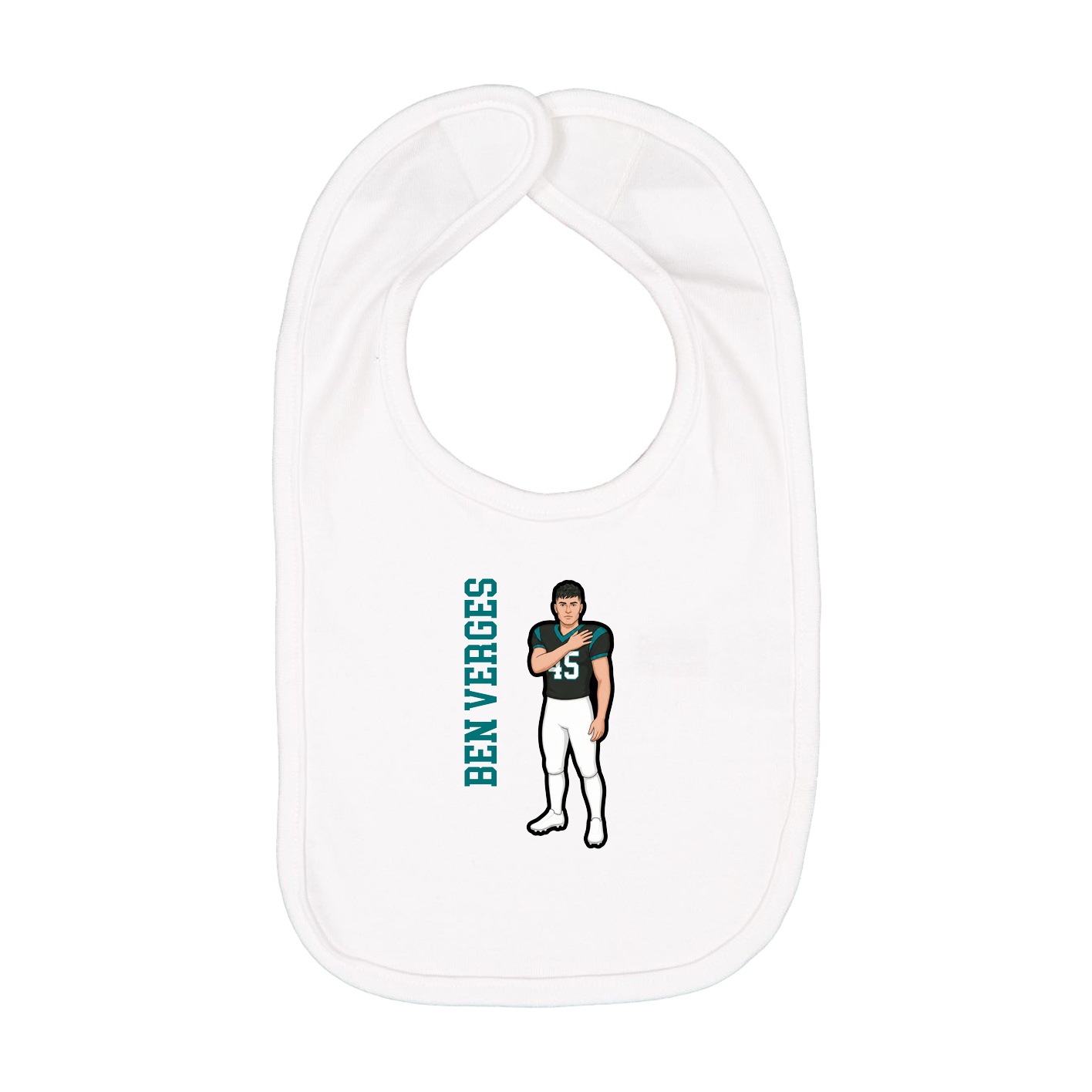 Infant Bib — Name Vertical in White