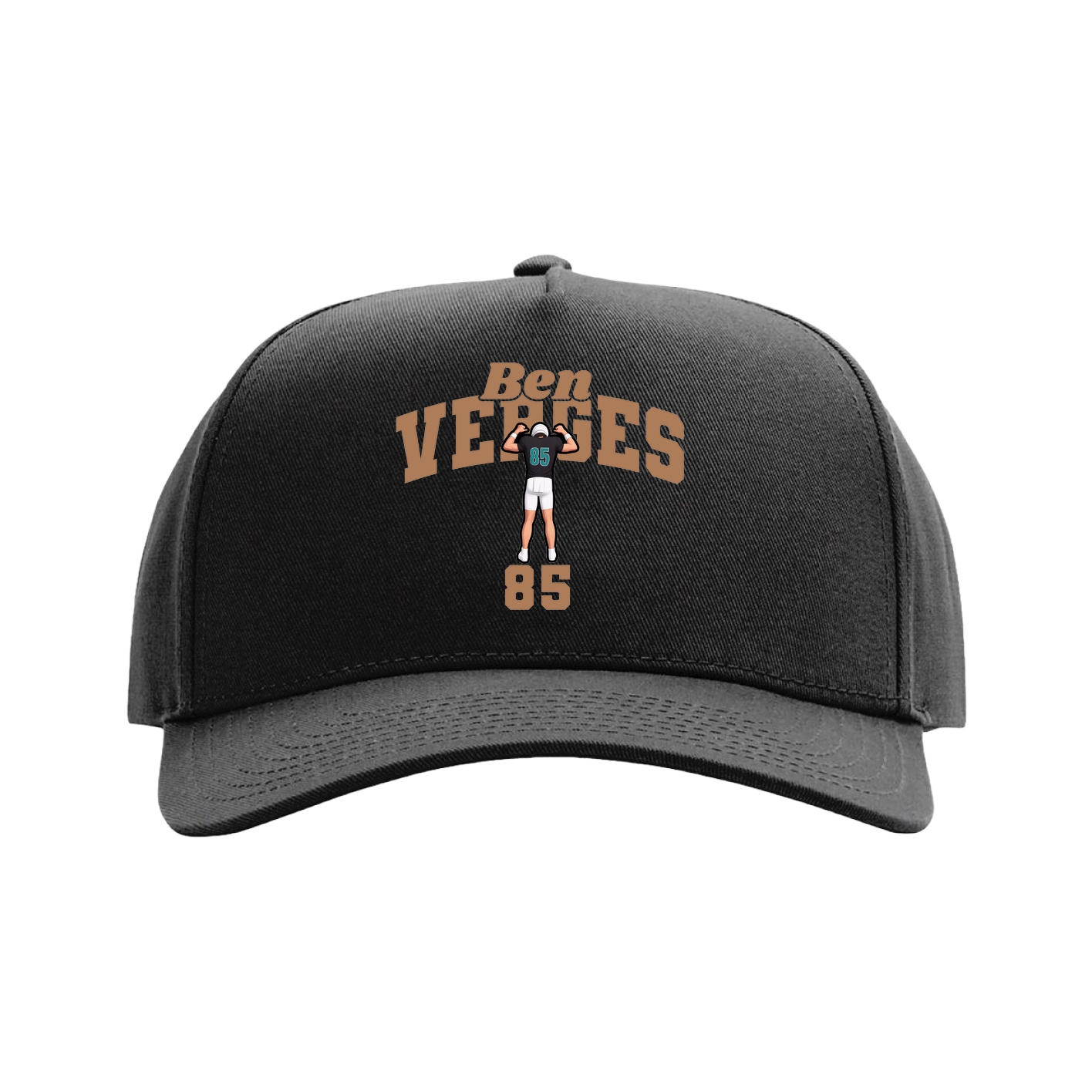 Full Fabric Five-Panel Champ Cap — Signature Arch in Black
